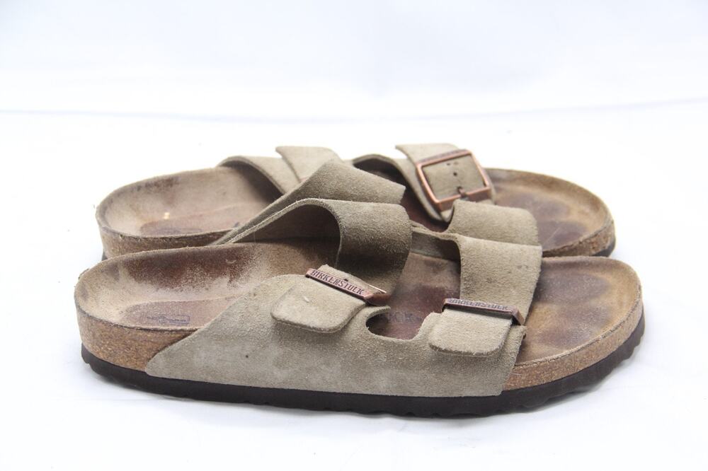 Birkenstock Arizona Sandals Womens Size EU 40 US 9 Taupe Suede Soft Footbed